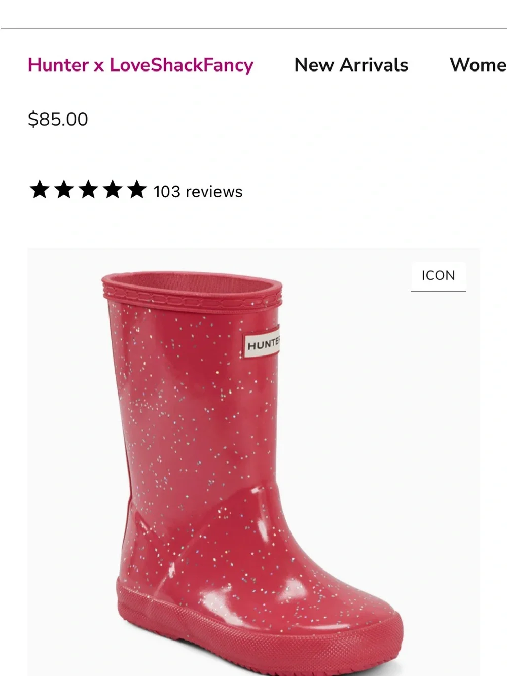 Hunter Kids Glitter Rain Boots